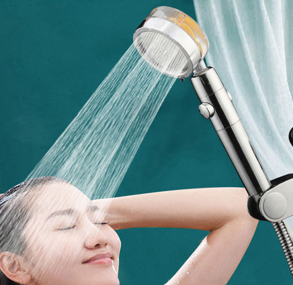 Насадка для душа 3-х режимная водосберегающая TURBOCHARGED WATER SAVING SHOWER (съемный фильтр, режим старт-стоп) / Массажная турболейка с вентилятором